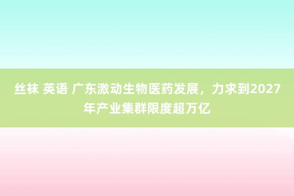 丝袜 英语 广东激动生物医药发展，力求到2027年产业集群限度超万亿