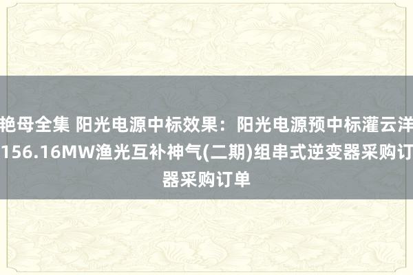 艳母全集 阳光电源中标效果：阳光电源预中标灌云洋桥156.16MW渔光互补神气(二期)组串式逆变器采购订单