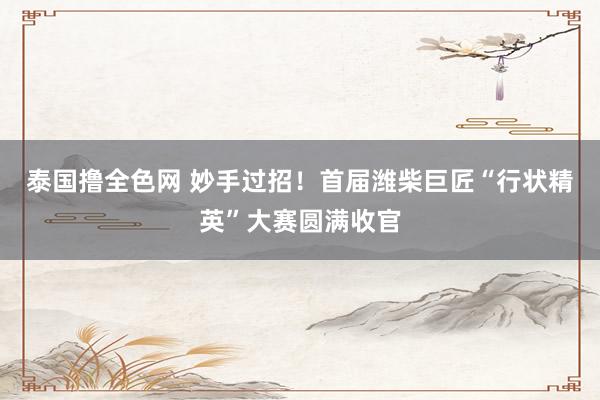 泰国撸全色网 妙手过招！首届潍柴巨匠“行状精英”大赛圆满收官