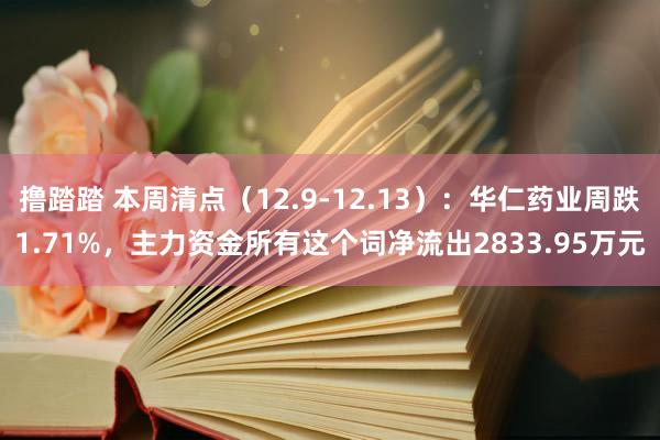 撸踏踏 本周清点（12.9-12.13）：华仁药业周跌1.71%，主力资金所有这个词净流出2833.95万元