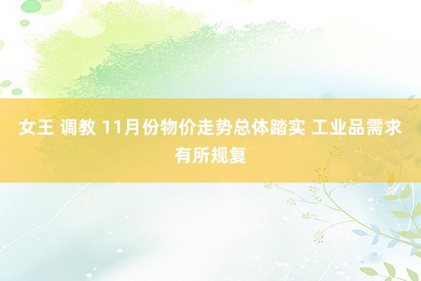 女王 调教 11月份物价走势总体踏实 工业品需求有所规复