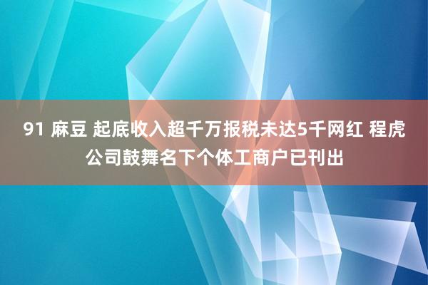 91 麻豆 起底收入超千万报税未达5千网红 程虎公司鼓舞名下个体工商户已刊出