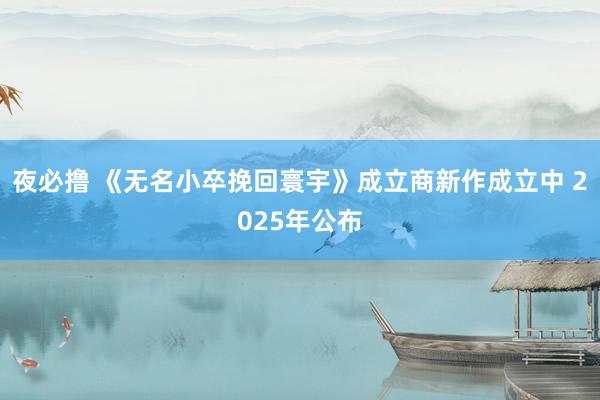 夜必撸 《无名小卒挽回寰宇》成立商新作成立中 2025年公布