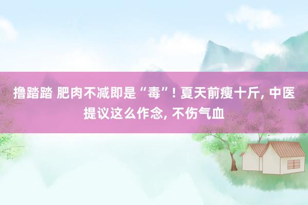 撸踏踏 肥肉不减即是“毒”! 夏天前瘦十斤， 中医提议这么作念， 不伤气血