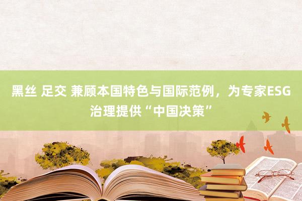 黑丝 足交 兼顾本国特色与国际范例，为专家ESG治理提供“中国决策”