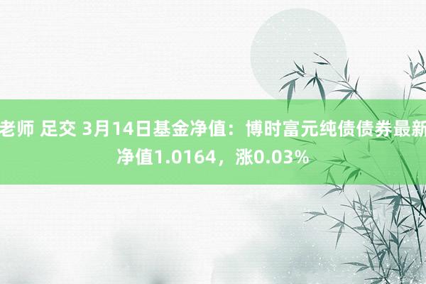 老师 足交 3月14日基金净值：博时富元纯债债券最新净值1.0164，涨0.03%