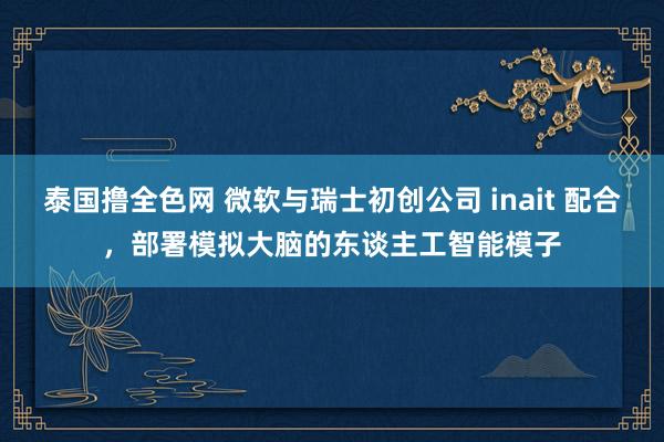 泰国撸全色网 微软与瑞士初创公司 inait 配合，部署模拟大脑的东谈主工智能模子