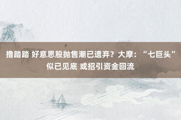 撸踏踏 好意思股抛售潮已遗弃？大摩：“七巨头”似已见底 或招引资金回流