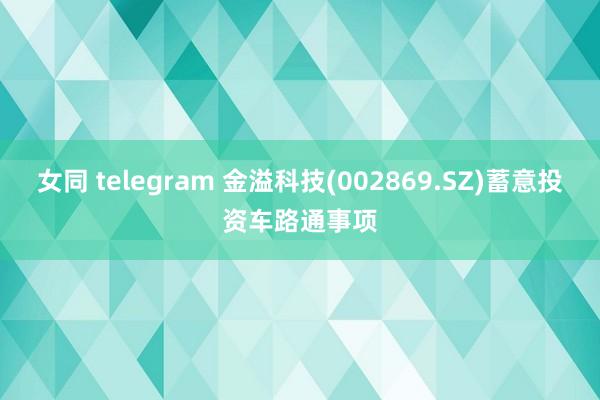 女同 telegram 金溢科技(002869.SZ)蓄意投资车路通事项