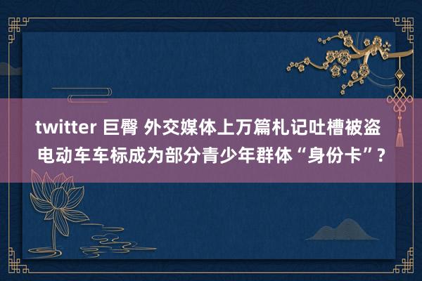 twitter 巨臀 外交媒体上万篇札记吐槽被盗 电动车车标成为部分青少年群体“身份卡”?