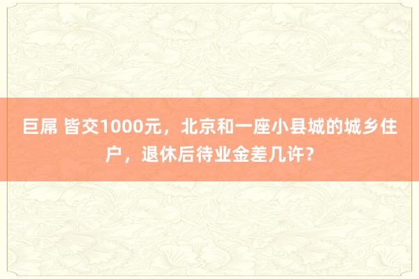 巨屌 皆交1000元，北京和一座小县城的城乡住户，退休后待业金差几许？