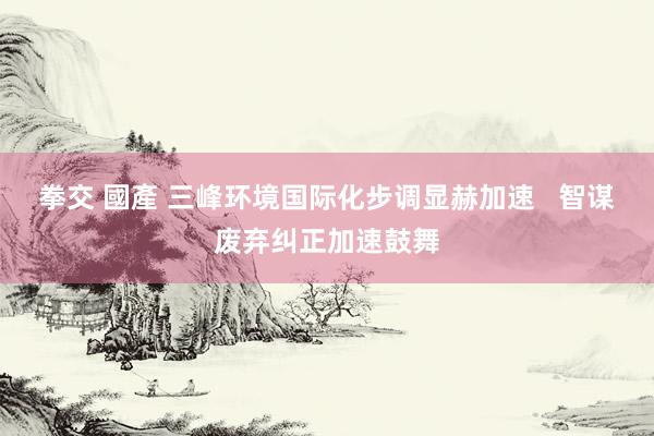 拳交 國產 三峰环境国际化步调显赫加速   智谋废弃纠正加速鼓舞