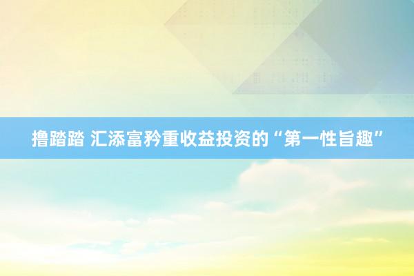 撸踏踏 汇添富矜重收益投资的“第一性旨趣”