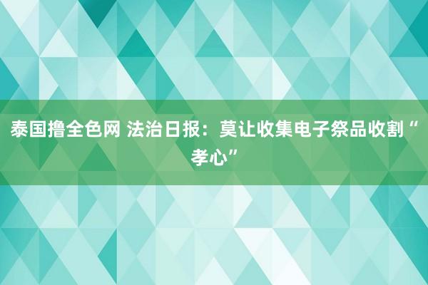 泰国撸全色网 法治日报：莫让收集电子祭品收割“孝心”