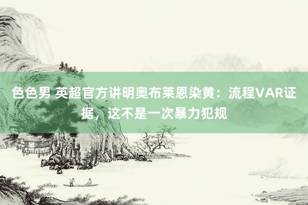 色色男 英超官方讲明奥布莱恩染黄：流程VAR证据，这不是一次暴力犯规