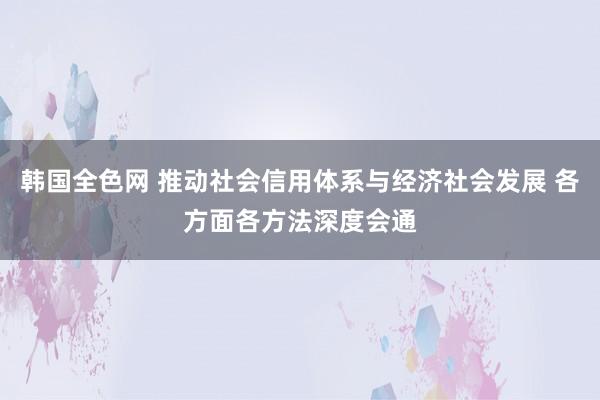 韩国全色网 推动社会信用体系与经济社会发展 各方面各方法深度会通