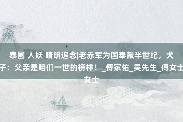 泰國 人妖 晴明追念|老赤军为国奉献半世纪，犬子：父亲是咱们一世的榜样！_傅家佑_吴先生_傅女士