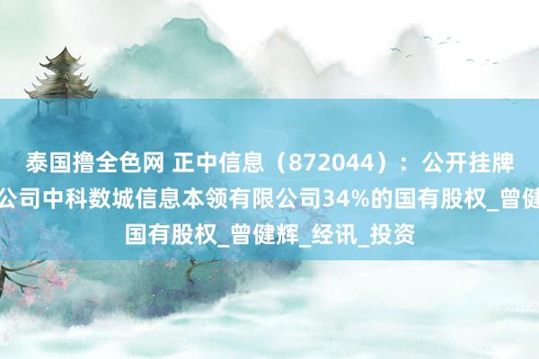 泰国撸全色网 正中信息（872044）：公开挂牌转让所抓参股公司中科数城信息本领有限公司34%的国有股权_曾健辉_经讯_投资