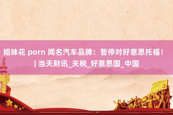 姐妹花 porn 闻名汽车品牌：暂停对好意思托福！ | 当天财讯_关税_好意思国_中国