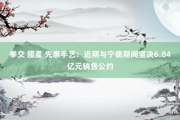 拳交 國產 先惠手艺：近期与宁德期间坚决6.84亿元销售公约