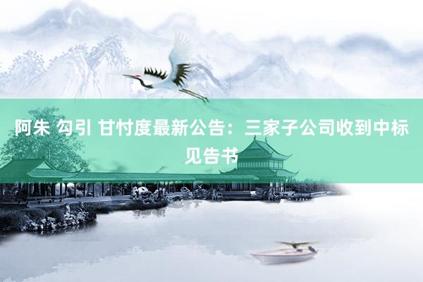 阿朱 勾引 甘忖度最新公告：三家子公司收到中标见告书