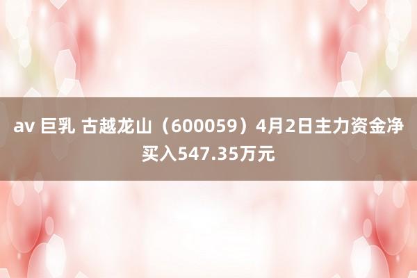 av 巨乳 古越龙山（600059）4月2日主力资金净买入547.35万元