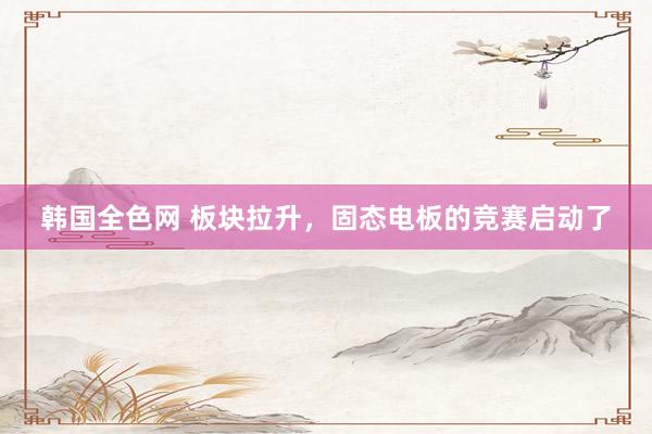韩国全色网 板块拉升，固态电板的竞赛启动了