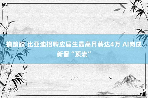撸踏踏 比亚迪招聘应届生最高月薪达4万 AI岗成新晋“顶流”