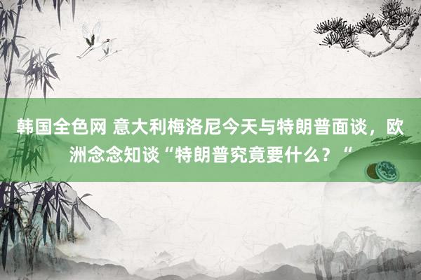 韩国全色网 意大利梅洛尼今天与特朗普面谈，欧洲念念知谈“特朗普究竟要什么？“