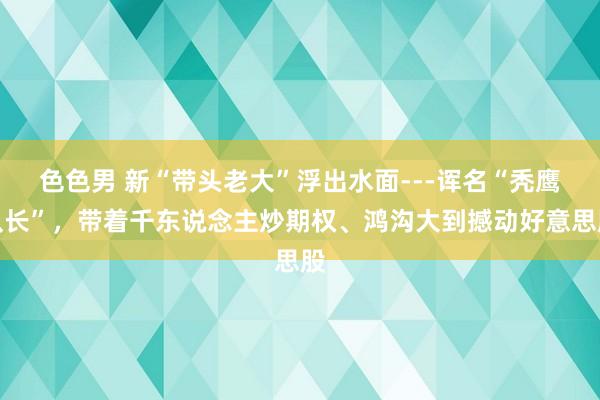 色色男 新“带头老大”浮出水面---诨名“秃鹰队长”，带着千东说念主炒期权、鸿沟大到撼动好意思股