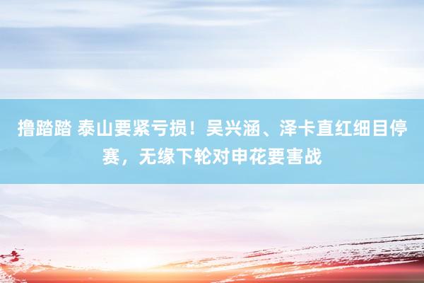 撸踏踏 泰山要紧亏损！吴兴涵、泽卡直红细目停赛，无缘下轮对申花要害战