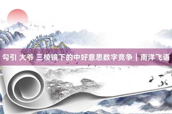 勾引 大爷 三棱镜下的中好意思数字竞争︱南洋飞语