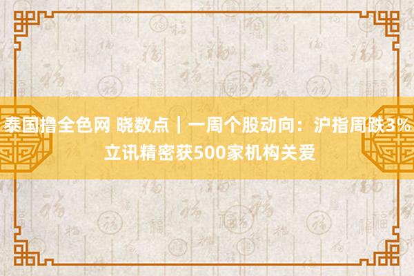泰国撸全色网 晓数点｜一周个股动向：沪指周跌3% 立讯精密获500家机构关爱