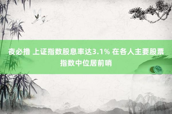夜必撸 上证指数股息率达3.1% 在各人主要股票指数中位居前哨