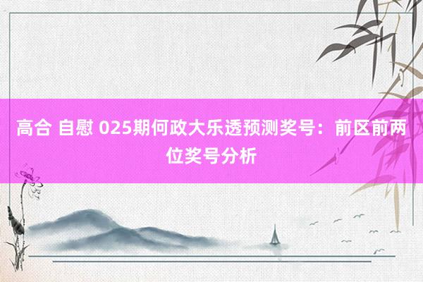 高合 自慰 025期何政大乐透预测奖号：前区前两位奖号分析
