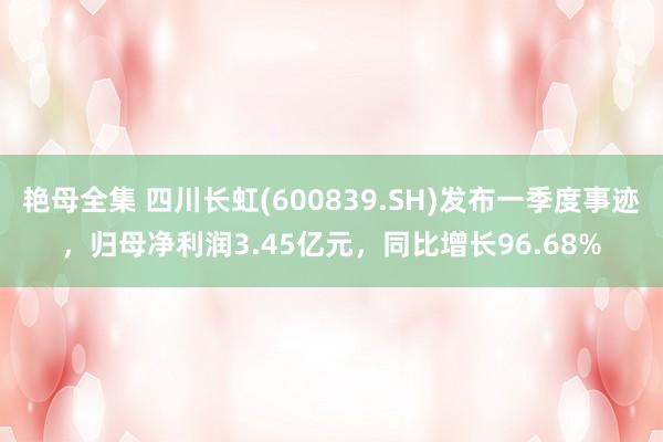 艳母全集 四川长虹(600839.SH)发布一季度事迹，归母净利润3.45亿元，同比增长96.68%
